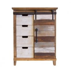 Antique Barn Wood Accent Cabinet Fully Assembled with 4-Drawers and 2-Shelves with a Fashionable Barn Style Sliding door by OS Home and Office Furniture -OS Home Sales Shop distressed antique barn wood os home and office furniture accent cabinets 475053 fa 1000