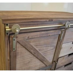 Distressed Antique Barn Wood Fully Assembled 5-Drawer and 2-Shelves with Sliding Barn Style Door Accent Cabinet by OS Home and Office Furniture -OS Home Sales Shop distressed antique barn wood os home and office furniture accent cabinets 475134 1d 1000