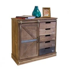 Distressed Antique Barn Wood Fully Assembled 5-Drawer and 2-Shelves with Sliding Barn Style Door Accent Cabinet by OS Home and Office Furniture -OS Home Sales Shop distressed antique barn wood os home and office furniture accent cabinets 475134 77 1000