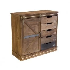 Distressed Antique Barn Wood Fully Assembled 5-Drawer and 2-Shelves with Sliding Barn Style Door Accent Cabinet by OS Home and Office Furniture -OS Home Sales Shop distressed antique barn wood os home and office furniture accent cabinets 475134 fa 1000
