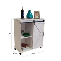 Distressed Antique White Sliding Barn Door Storage Cabinet with 5 Spacious Shelves by OS Home and Office Furniture -OS Home Sales Shop distressed antique white os home and office furniture accent cabinets 477001 40 1000