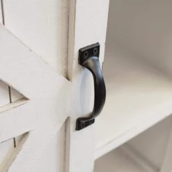 Distressed Antique White Sliding Barn Door Storage Cabinet with 5 Spacious Shelves by OS Home and Office Furniture -OS Home Sales Shop distressed antique white os home and office furniture accent cabinets 477001 4f 1000