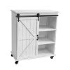 Distressed Antique White Sliding Barn Door Storage Cabinet with 5 Spacious Shelves by OS Home and Office Furniture -OS Home Sales Shop distressed antique white os home and office furniture accent cabinets 477001 64 1000