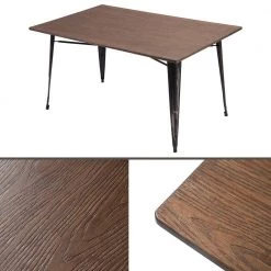 59 in. Distressed Black Antique Style Rectangular Dining Table with Metal Legs by Siavonce -OS Home Sales Shop distressed black siavonce kitchen dining tables t y pp036324daa 4f 1000