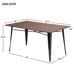 59 in. Distressed Black Antique Style Rectangular Dining Table with Metal Legs by Siavonce -OS Home Sales Shop distressed black siavonce kitchen dining tables t y pp036324daa c3 1000