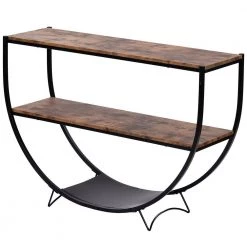 48 in. Distressed Brown Rustic Industrial Design Demilune Shape Textured Metal Distressed Wood Console Table by Siavonce 20 48 in. Distressed Brown Rustic Industrial Design Demilune Shape Textured Metal Distressed Wood Console Table by Siavonce -OS Home Sales Shop distressed brown black siavonce console tables t y wf196235aap 1d 1000