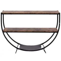 48 in. Distressed Brown Rustic Industrial Design Demilune Shape Textured Metal Distressed Wood Console Table by Siavonce
