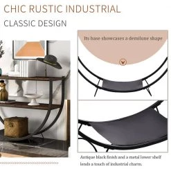 48 in. Distressed Brown Rustic Industrial Design Demilune Shape Textured Metal Distressed Wood Console Table by Siavonce 27 48 in. Distressed Brown Rustic Industrial Design Demilune Shape Textured Metal Distressed Wood Console Table by Siavonce -OS Home Sales Shop distressed brown black siavonce console tables t y wf196235aap fa 1000