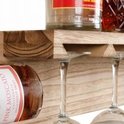 Wall Decor Distressed Natural Solid Wood Wall Mounted Wine and Stemware Accent Cabinet by OS Home and Office Furniture -OS Home Sales Shop distressed natural os home and office furniture accent cabinets 52002 4f 1000