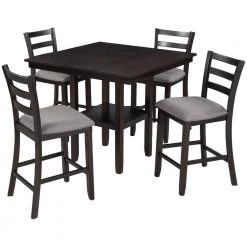 Set of 4 Wooden Counter Height Dining Chair with Padded Chairs Espresso by Siavonce -OS Home Sales Shop espresso gray siavonce dining chairs t y wf212650aap 77 1000
