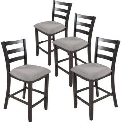 Set of 4 Wooden Counter Height Dining Chair with Padded Chairs Espresso by Siavonce -OS Home Sales Shop espresso gray siavonce dining chairs t y wf212650aap e1 1000
