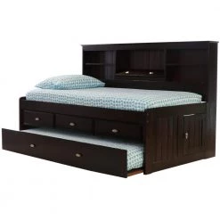 Espresso Series Espresso Twin Size Daybed with 3-Drawers and Twin Size Trundle Bed by OS Home and Office Furniture
