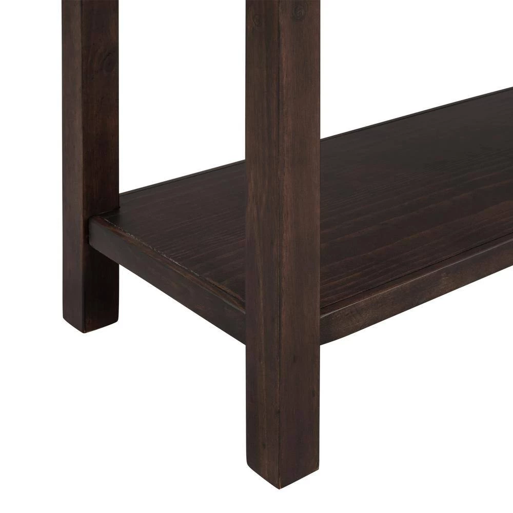 Classic Wood Console Table with Hollow-Out Decoration 2-Top-Drawers and Open-Shelf Large Storage Space (Espresso) by Siavonce 7 Classic Wood Console Table with Hollow-Out Decoration 2-Top-Drawers and Open-Shelf Large Storage Space (Espresso) by Siavonce - Image 5