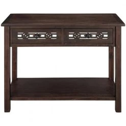 Classic Wood Console Table with Hollow-Out Decoration 2-Top-Drawers and Open-Shelf Large Storage Space (Espresso) by Siavonce 29 Classic Wood Console Table with Hollow-Out Decoration 2-Top-Drawers and Open-Shelf Large Storage Space (Espresso) by Siavonce -OS Home Sales Shop espresso siavonce console tables t y wf199310aab 76 1000