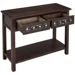 Classic Wood Console Table with Hollow-Out Decoration 2-Top-Drawers and Open-Shelf Large Storage Space (Espresso) by Siavonce 23 Classic Wood Console Table with Hollow-Out Decoration 2-Top-Drawers and Open-Shelf Large Storage Space (Espresso) by Siavonce -OS Home Sales Shop espresso siavonce console tables t y wf199310aab 77 1000
