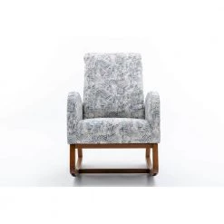 Geometry Blue Living Room Comfortable Rocking Chair Living Room Chair Back with Upholstery by Siavonce
