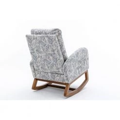 Geometry Blue Living Room Comfortable Rocking Chair Living Room Chair Back with Upholstery by Siavonce -OS Home Sales Shop geometry blue siavonce rockers gliders ottomans dj y w39536146 77 1000