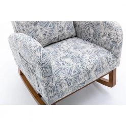 Geometry Blue Living Room Comfortable Rocking Chair Living Room Chair Back with Upholstery by Siavonce -OS Home Sales Shop geometry blue siavonce rockers gliders ottomans dj y w39536146 fa 1000