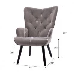 37.8 in.Grey Modern Leisure Chair Accent Arm Chair For Living Room and Bed Room by Siavonce -OS Home Sales Shop gray black siavonce accent chairs cm y w39536157 c3 1000