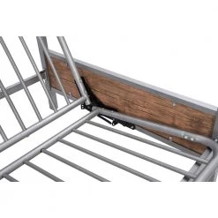 Gray Twin-Over-Futon Bunk Bed, Metal Futon Bunk Bed Frame with Guardrails and Ladder by Siavonce -OS Home Sales Shop gray siavonce bunk beds dj zc lp000196aae 1f 1000