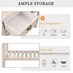 31.7 in. Gray Standard Rectangle Wood Buffet Sideboard Console Table with Bottom Shelf And Drawers by Siavonce -OS Home Sales Shop gray siavonce console tables t y wf280962aae 1f 1000