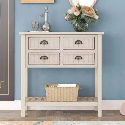 31.7 in. Gray Standard Rectangle Wood Buffet Sideboard Console Table with Bottom Shelf And Drawers by Siavonce -OS Home Sales Shop gray siavonce console tables t y wf280962aae 31 1000