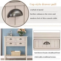 31.7 in. Gray Standard Rectangle Wood Buffet Sideboard Console Table with Bottom Shelf And Drawers by Siavonce -OS Home Sales Shop gray siavonce console tables t y wf280962aae 44 1000