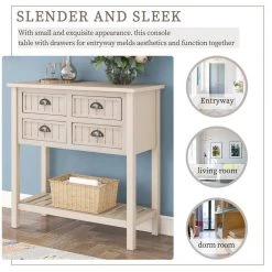 31.7 in. Gray Standard Rectangle Wood Buffet Sideboard Console Table with Bottom Shelf And Drawers by Siavonce -OS Home Sales Shop gray siavonce console tables t y wf280962aae 4f 1000