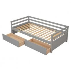 Gray Twin Size Daybed with two Storage Drawers by Siavonce