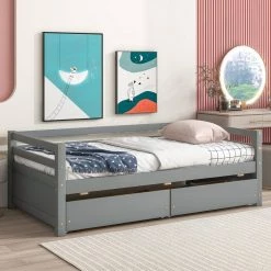 Gray Twin Size Daybed with two Storage Drawers by Siavonce -OS Home Sales Shop gray siavonce daybeds dj y w50450914 c3 1000