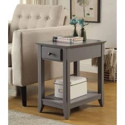 23 in. Gray MDF Materials Side Table with Wood Leg (Solid Wood) by Siavonce -OS Home Sales Shop gray siavonce end side tables d y d0102hh7ajp 31 1000
