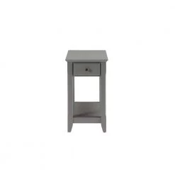 23 in. Gray MDF Materials Side Table with Wood Leg (Solid Wood) by Siavonce