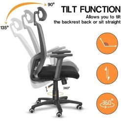 20.9 in. W Big and Tall Gray Mesh Ergonomic Chair with Adjustable Height by Siavonce -OS Home Sales Shop gray siavonce ergonomic chairs ly yx fx108 gy 1d 1000