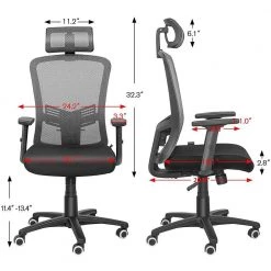20.9 in. W Big and Tall Gray Mesh Ergonomic Chair with Adjustable Height by Siavonce -OS Home Sales Shop gray siavonce ergonomic chairs ly yx fx108 gy c3 1000
