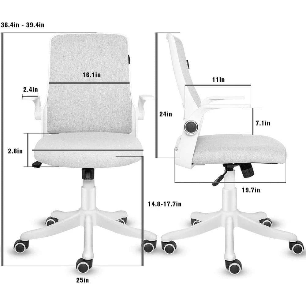 Gray Fabric Office/Desk Chair With adjustble Base and Armrest by Siavonce 6 Gray Fabric Office/Desk Chair With adjustble Base and Armrest by Siavonce - Image 4
