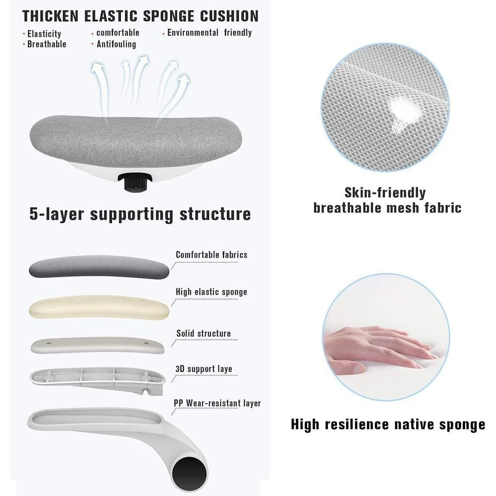 Gray Office/Desk Chair with Adjustble Base and Armrest by Siavonce 7 Gray Office/Desk Chair with Adjustble Base and Armrest by Siavonce - Image 5