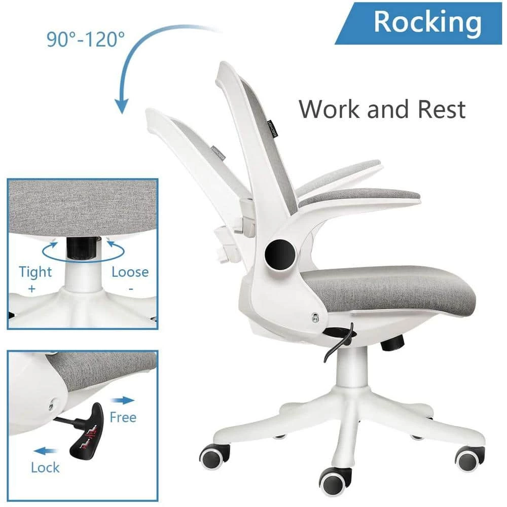 Gray Office/Desk Chair with Adjustble Base and Armrest by Siavonce 4 Gray Office/Desk Chair with Adjustble Base and Armrest by Siavonce - Image 2