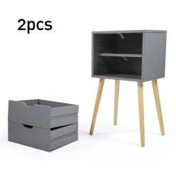16 x 12 x 28 in.Modern Two-Drawer Solid Wood Gray Nightstand(2-Packs) by Siavonce -OS Home Sales Shop gray siavonce nightstands d y d0102hethxw 1f 1000