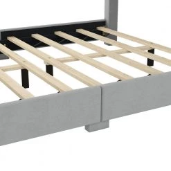 Gray Upholstered Frame Queen Size Platform Bed with Storage Headboard and Footboard, Support Legs by Siavonce -OS Home Sales Shop gray siavonce platform beds dj zc gx001510aae 1f 1000