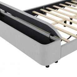 Gray Upholstered Frame Queen Size Platform Bed with Storage Headboard and Footboard, Support Legs by Siavonce -OS Home Sales Shop gray siavonce platform beds dj zc gx001510aae fa 1000