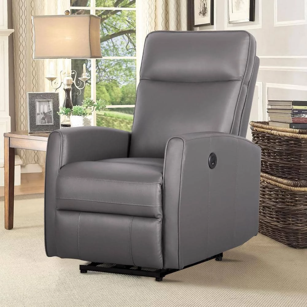 Serbia 37 in. W Gray Big and Tall Leather and PVC Recliner by Siavonce 9 Serbia 37 in. W Gray Big and Tall Leather and PVC Recliner by Siavonce - Image 7