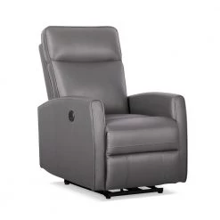 Serbia 37 in. W Gray Big and Tall Leather and PVC Recliner by Siavonce