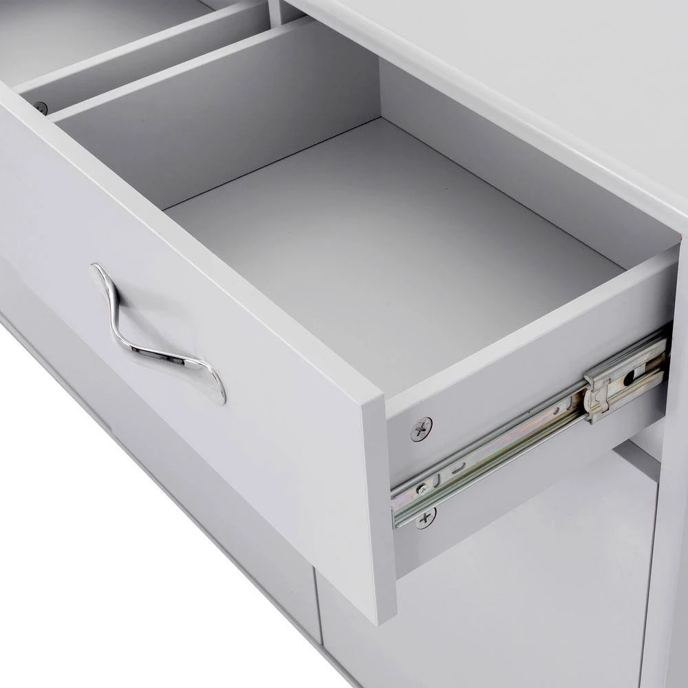 Three-Drawer Three-Door Side Table MDF Material With Metal Slides (Grey) by Siavonce 6 Three-Drawer Three-Door Side Table MDF Material With Metal Slides (Grey) by Siavonce - Image 4