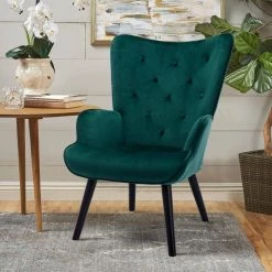 37.8 in. Green Modern Leisure Chair Accent Arm Chair For Living Room and Bed Room by Siavonce -OS Home Sales Shop green black siavonce accent chairs cm y w39533697 31 1000