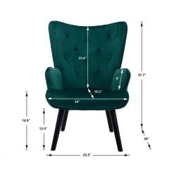 37.8 in. Green Modern Leisure Chair Accent Arm Chair For Living Room and Bed Room by Siavonce -OS Home Sales Shop green black siavonce accent chairs cm y w39533697 c3 1000