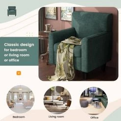 Green Accent Upholstered Armchair Living Room Chair With Solid Wood Legs by Siavonce -OS Home Sales Shop green siavonce accent chairs u y pp282555aav 1f 1000