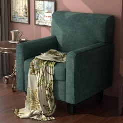 Green Accent Upholstered Armchair Living Room Chair With Solid Wood Legs by Siavonce -OS Home Sales Shop green siavonce accent chairs u y pp282555aav 31 1000