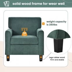 Green Accent Upholstered Armchair Living Room Chair With Solid Wood Legs by Siavonce -OS Home Sales Shop green siavonce accent chairs u y pp282555aav 44 1000