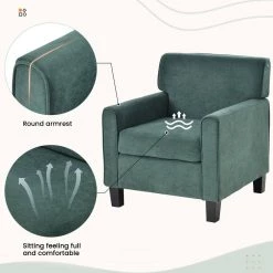 Green Accent Upholstered Armchair Living Room Chair With Solid Wood Legs by Siavonce -OS Home Sales Shop green siavonce accent chairs u y pp282555aav 4f 1000