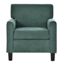 Green Accent Upholstered Armchair Living Room Chair With Solid Wood Legs by Siavonce